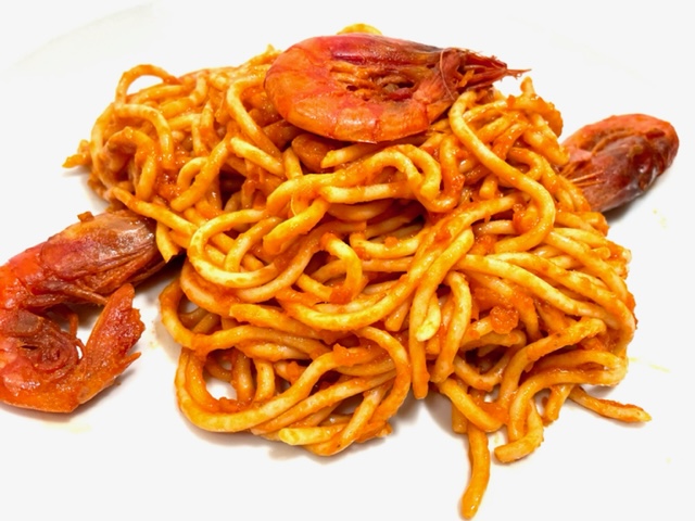 Spaguetti with shrimps